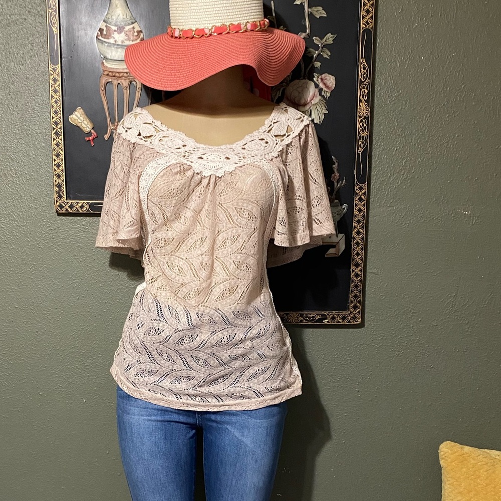 Beige crochet shirt